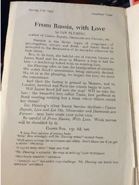 From Russia With Love | Cape | Uncorrected Proof. Letter / leaflet pasted inside front cover.