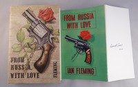 From Russia With Love | Cape | Uncorrected Proof. No proof dust jacket has been found but on the right is shown the unused artwork Kenneth Lewis designed for the book.