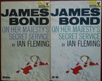 On Her Majesty’s Secret Service | Pan | Hawkey | X350. The 1st,2nd & 3rd printings have blue titles, the 4th,5th and 6th have green and are a brighter white.