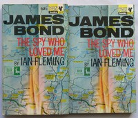 The Spy Who Loved Me | Pan | X653. Canadian 1st edition (left) has 60c printed to cover, is thicker and the red titles seem to have a shadow.